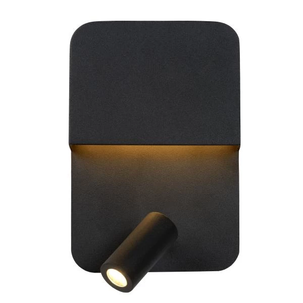 Lucide BOXER - Bedlamp / Wandlamp - LED - 3000K - Met USB oplaadpunt - Zwart - detail 1